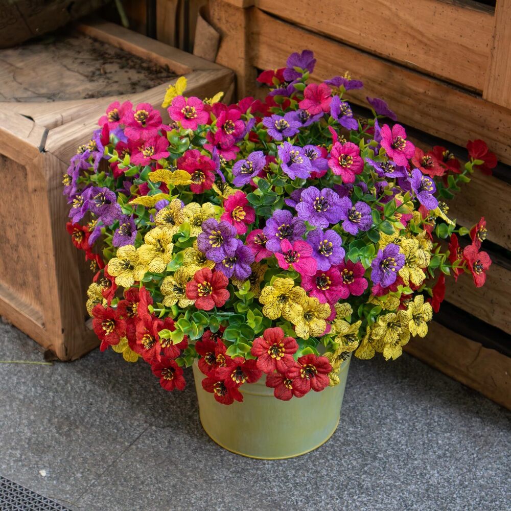 3124 Artificial Flowers for Outdoors, 12 Bundles Realistic UV Resistant